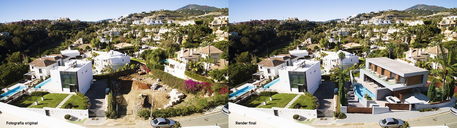 Renders para promociones inmobiliarias | Integración en entornos reales | Villa en Marbella